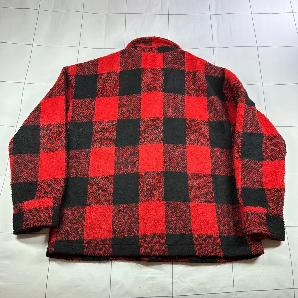 Pomander Place Shirt Jacket Womens XS Red Black Austen Buffalo Check Plaid Wool
